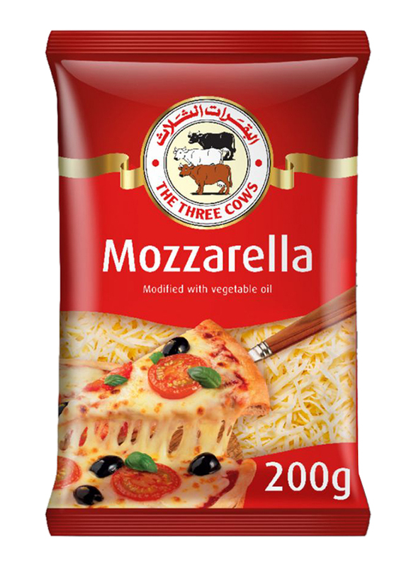 The Three Cows Shredded Mozzarella Cheese, 200g