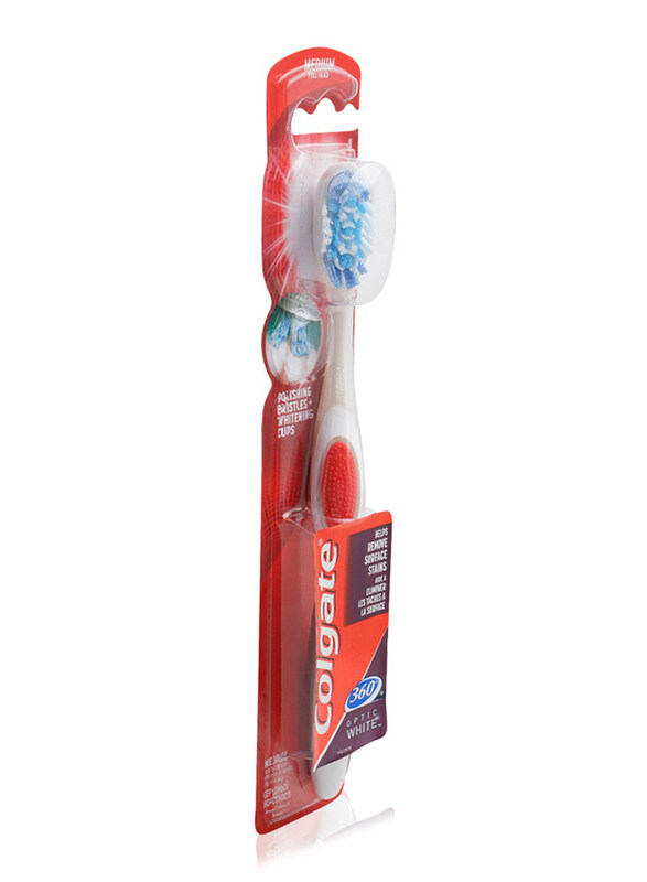 

Colgate 360 Optic White Whitening Toothbrush, Red/White, Medium
