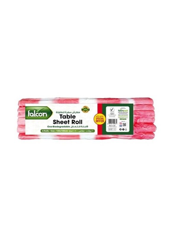 

Falcon 6-Piece Oxo-Biodegradable Table Cover Rolls (100x100cm), Pink/White