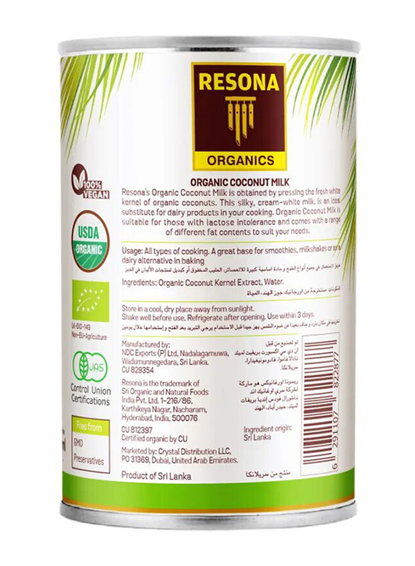 Resona Organic Coconut Milk, 400ml