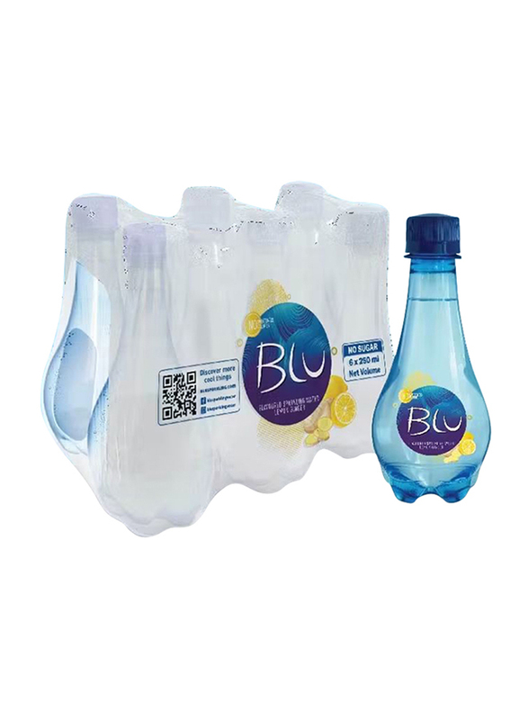 Blu No Sugar Lemon & Ginger Flavour Sparkling Water, 6 x 250ml