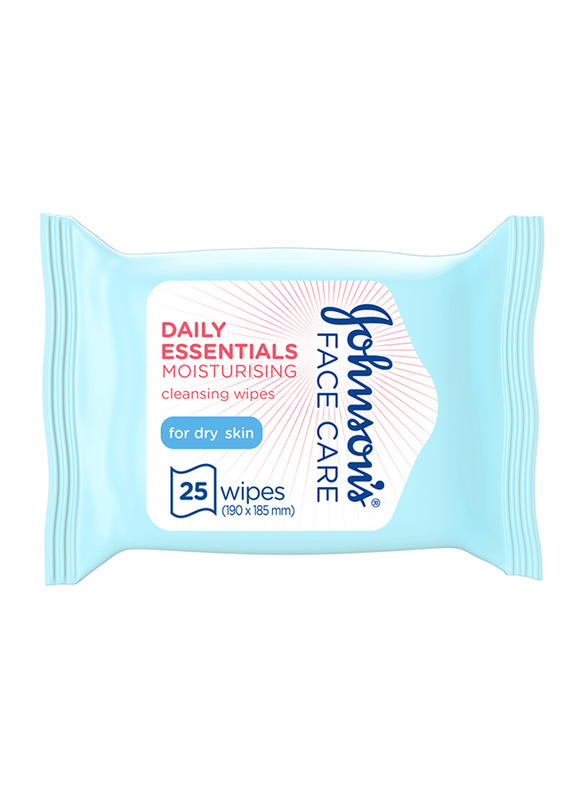 Johnson's Daily Essentials Moisturising Cleansing Wipes for Dry Skin, 25 Pieces