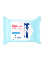 Johnson's Daily Essentials Moisturising Cleansing Wipes for Dry Skin, 25 Pieces