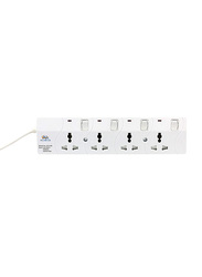 Ak Kemco 4-Way UK Plug Extension Sockets with 3-Meter Cable, White
