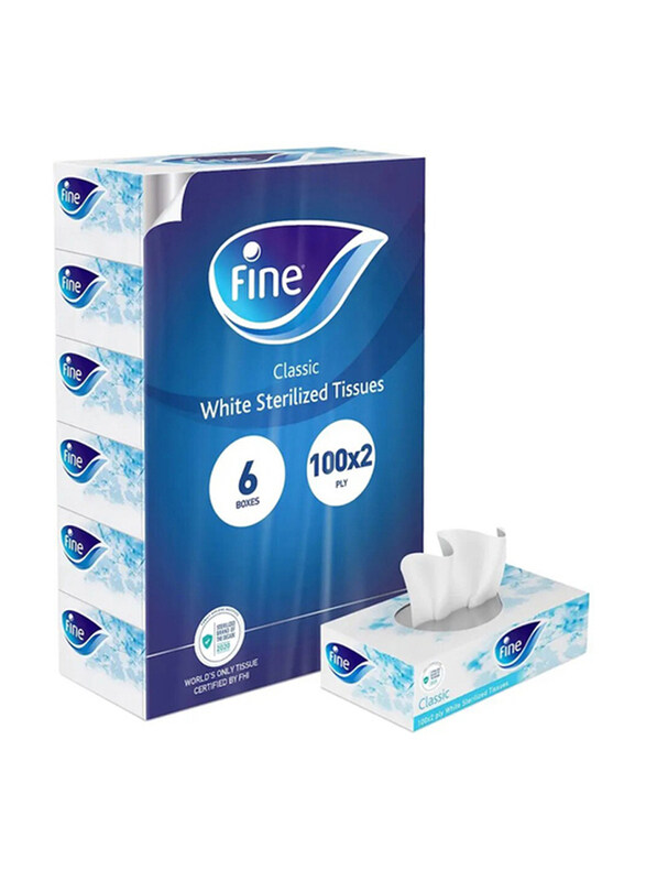 

Fine 2 Ply White Facial Tissues, 6 x 100 Pieces