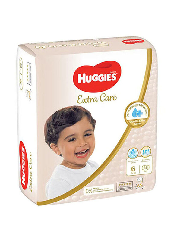 Huggies Extra Care Diapers, Size 6, 15+ Kg, 28 Count