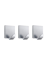 Metal Brass Square Hook, 3 Piece, Silver