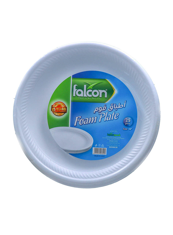 

Falcon 10-inch 25-Pieces Foam Plain Round Plate, White