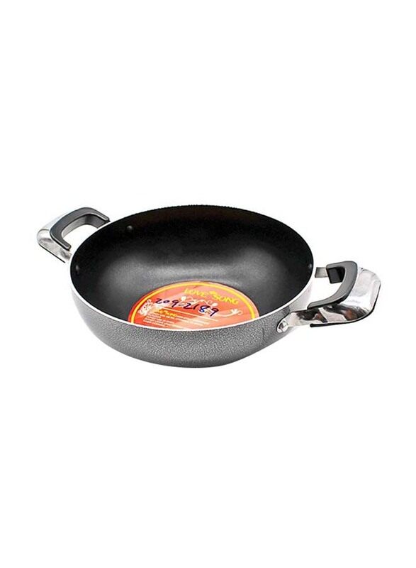 

Love Song 22cm Aluminium Round Wok with Two Ear Handles, EW-22, Black