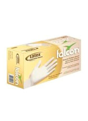 Falcon Latex Pre-Powdered Gloves, Small, 100 Pieces, White