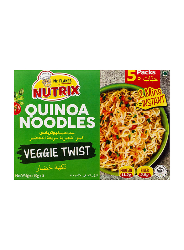 Mr. Flakes Nutrix Quinoa Veggie Twist Noodles, 5 x 70g