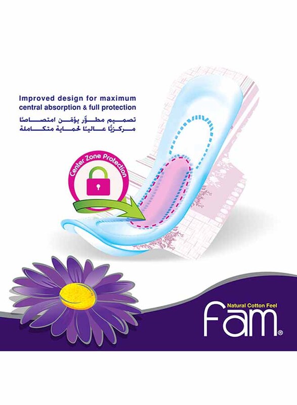 Fam Extra Thin Sanitary Pads with Wings, Regular, 10 Pieces