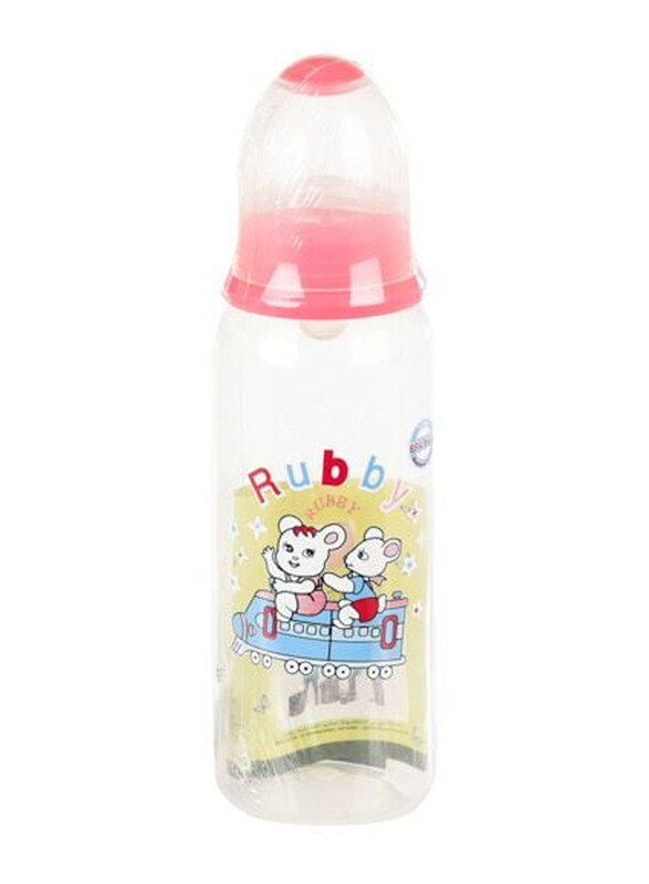 Rubby Printed Feeding Bottle, 250ml, Pink