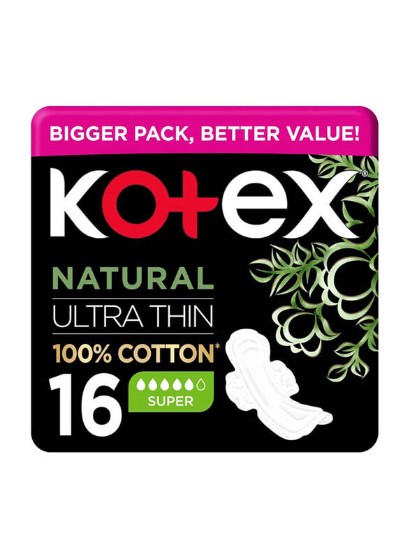 

Kotex Natural Ultra Thin 100% Cotton Pad, 16 Piece