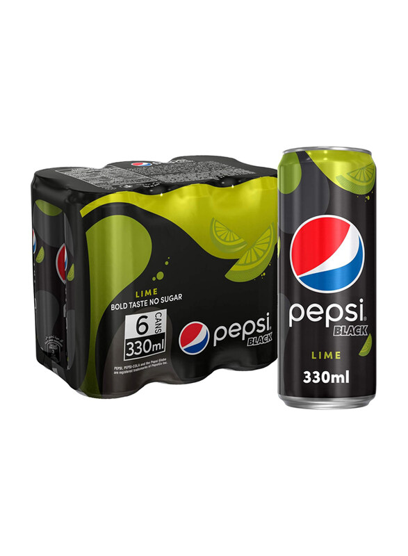 

Pepsi Black Lime Soft Drink Can, 6 x 330ml