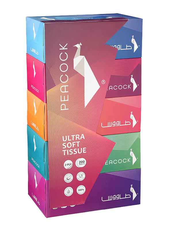 

Peacock Tissues, 2 Ply, 200 Sheets, 5 Pieces