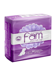 Fam Classic with Wing Natural Cotton Feel Maxi Thick Super Sanitary, 30 Pieces