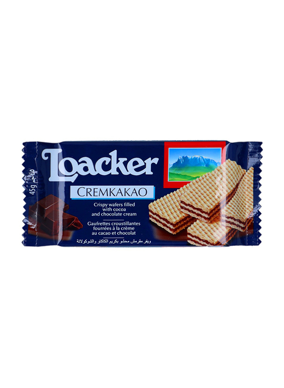 Loacker Cremkakao Crispy Wafers with Cocoa and Chocolates Cream Filling, 45g