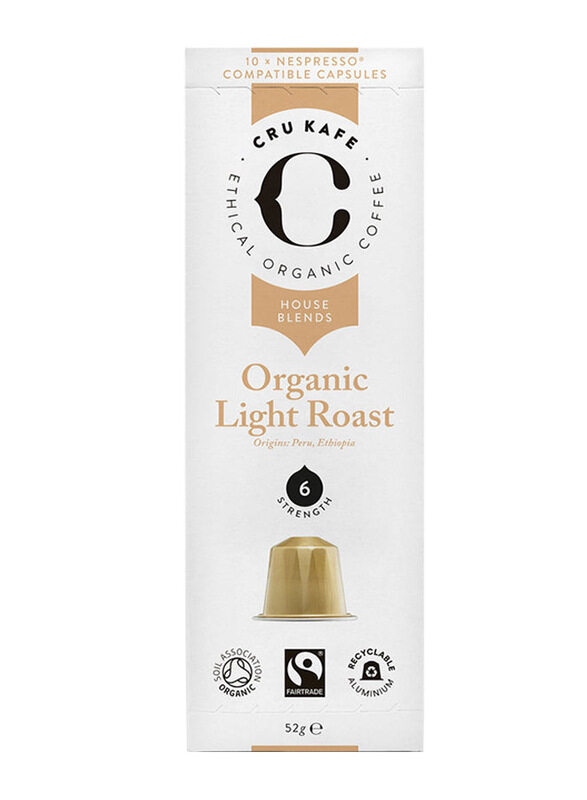 

Cru Kafe Organic Light Roast Coffee Capsules, 10 Capsules, 52g