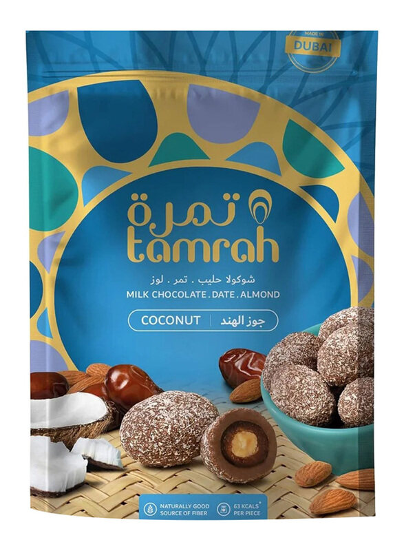 

Tamrah Almond Date Covered with Coconut Milk Chocolate Zipper Bag, 100g