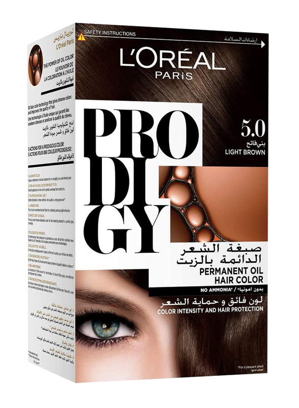 L'Oreal Paris Prodigy Permanent Oil Hair Color, 5.0 Light Brown