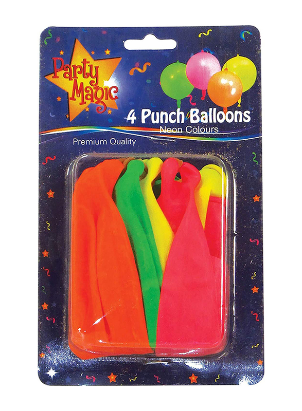 Party Magic Neon Color Punch Balloons, 4 Pieces