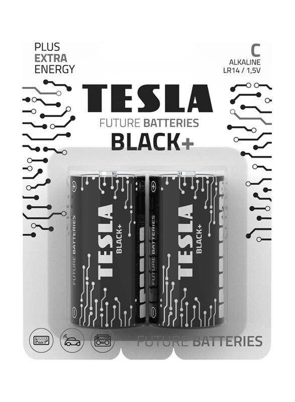 

Tesla Black+ C 1.5V Alkaline Batteries, 2 Pieces, Black