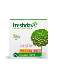 Freshdays Daily Pantyliners, Normal, White, 72 Pieces