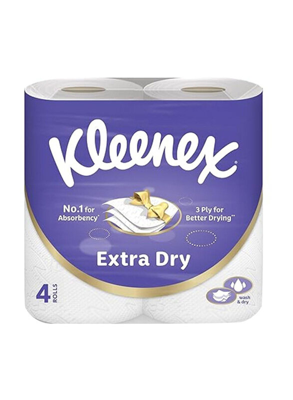 

Kleenex 3 Ply Extra Dry Toilet Paper Rolls, 4 Rolls x 140 Sheets, White