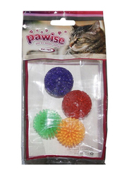 Pawise Spike & Glitter Ball Cat Toys, 4 Piece, Assorted Colour