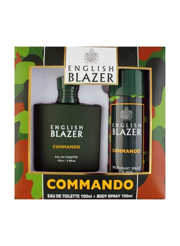 English Blazer 2 Piece Commando Gift Set for Men, 100ml EDT, 150ml Deodorant