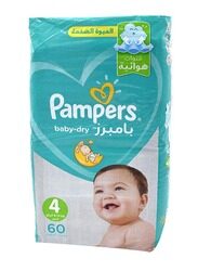 Pampers Baby Dry Diapers, Size 4, 8-14 kg, Jumbo Pack, 60 Count