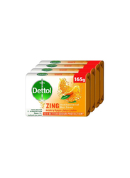 Dettol Zing Antibacterial Bar Soap, Orange, 4 x 165gm