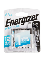 Kopiko Energizer Max Plus AA4 Batteries, 4 Pieces, Silver/Black
