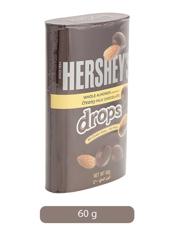 Hersheys Whole Almonds Creamy Drops Milk Chocolate Tin, 60g