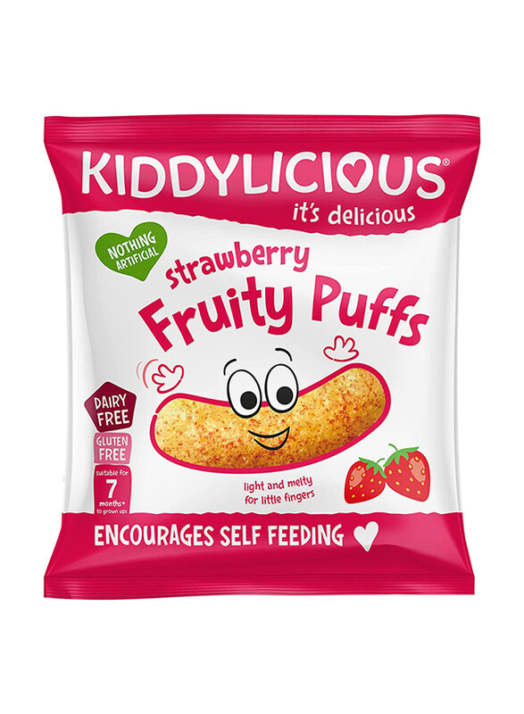 Kiddylicious Strawberry Fruity Puffs, 7+ Months, 40g