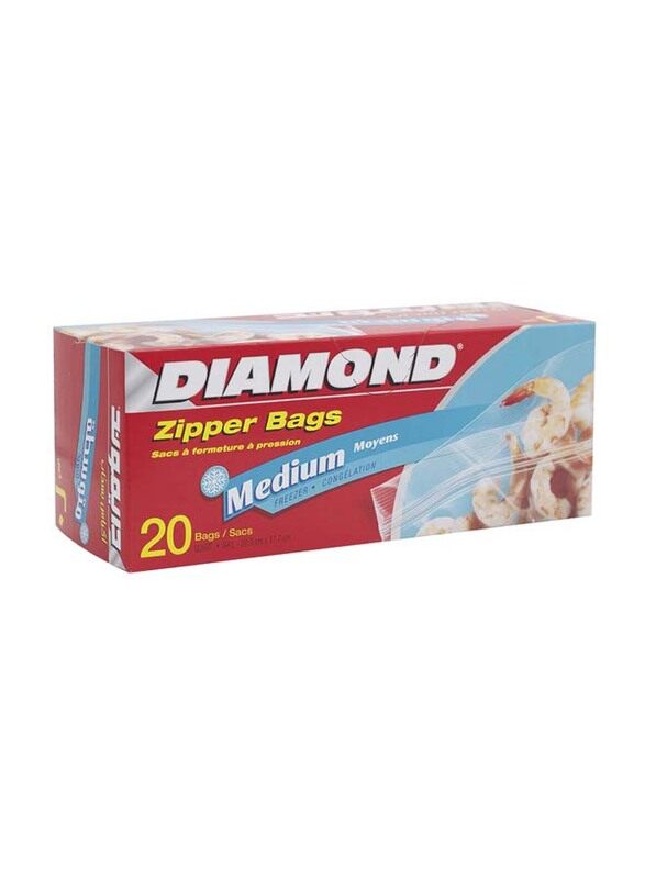 

Diamond Zipper Freezer Bags, Medium, 20 Pieces