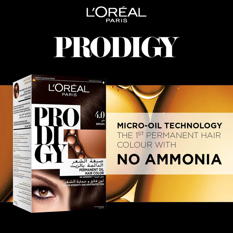 L'Oreal Paris Prodigy Permanent Oil Hair Color, 4.0 Sepia Brown