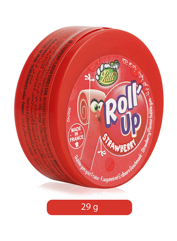 Lutti Roll'up Strawberry Flavor Bubble Gum, 29g