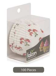 Falcon 9.5cm 100-Pieces Cake Cup, Floral, White