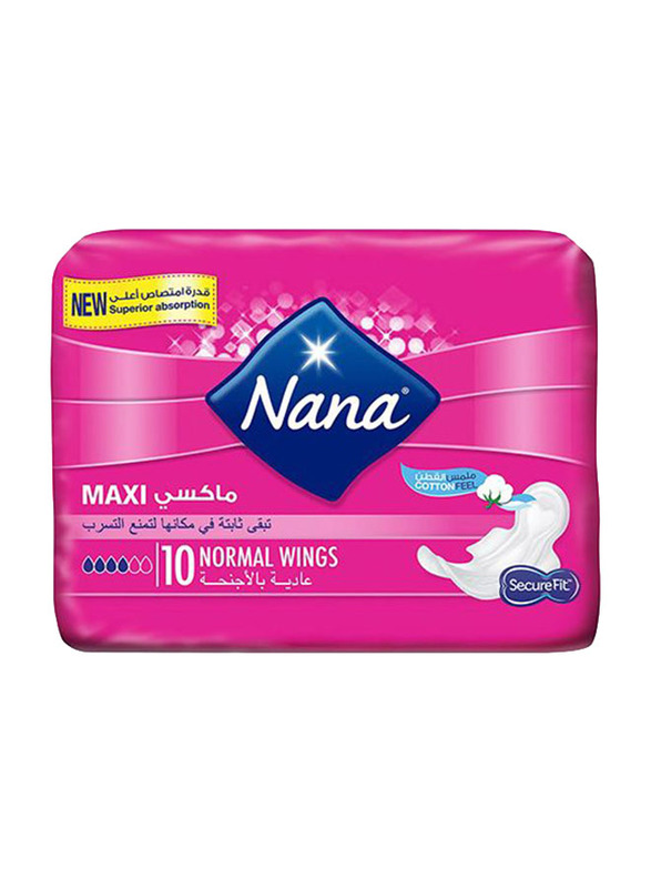 Nana Protection & Comfort Regular Flow Maxi Thick Sanitary Pads, 10 Pads