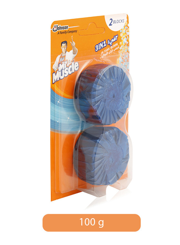 Mr Muscle 3 In 1 Tank Block, 2 Pieces x 50gm