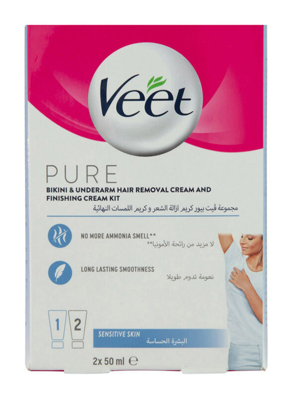 

Veet Pure Bikini & Underarm Hair Removal Cream & Finishing Cream Kit, Multicolour, 2 x 50ml