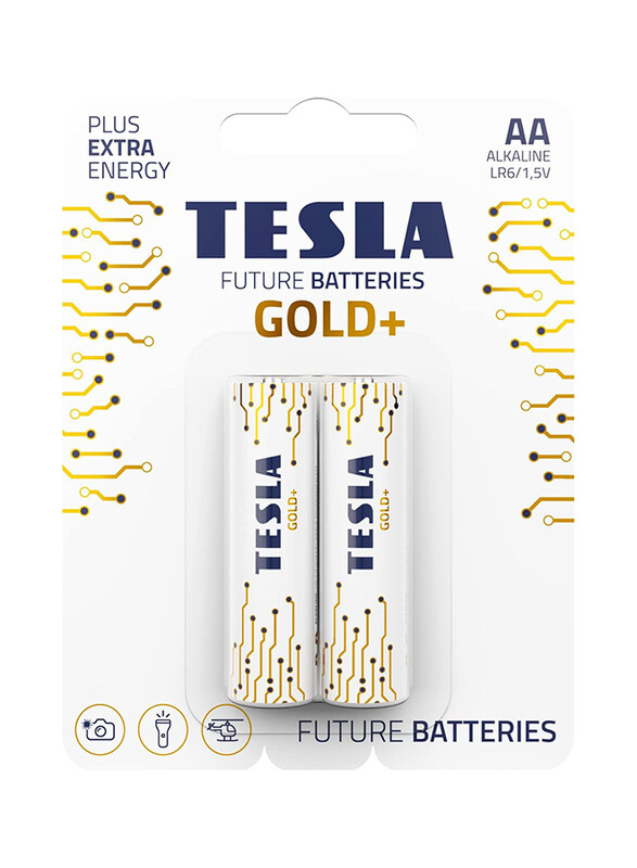 

Tesla Gold+ AA 1.5V Alkaline Batteries, 2 Pieces, White