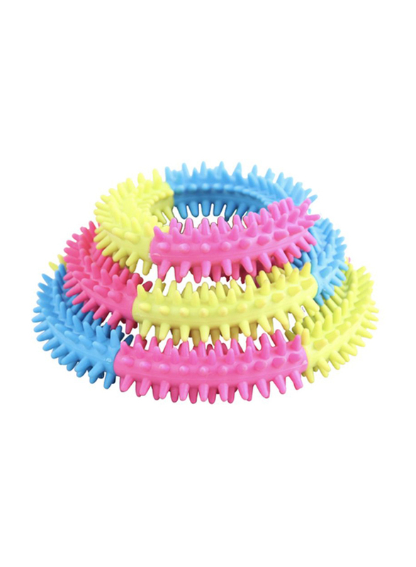 Pawise Rainbow World Small TPR Spike Ring Dog Chew Toy, Multicolour
