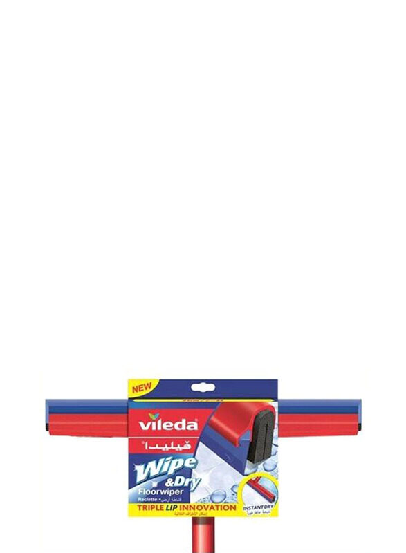 Vileda Wipe & Dry Floor Wiper, Red/Blue, 42cm