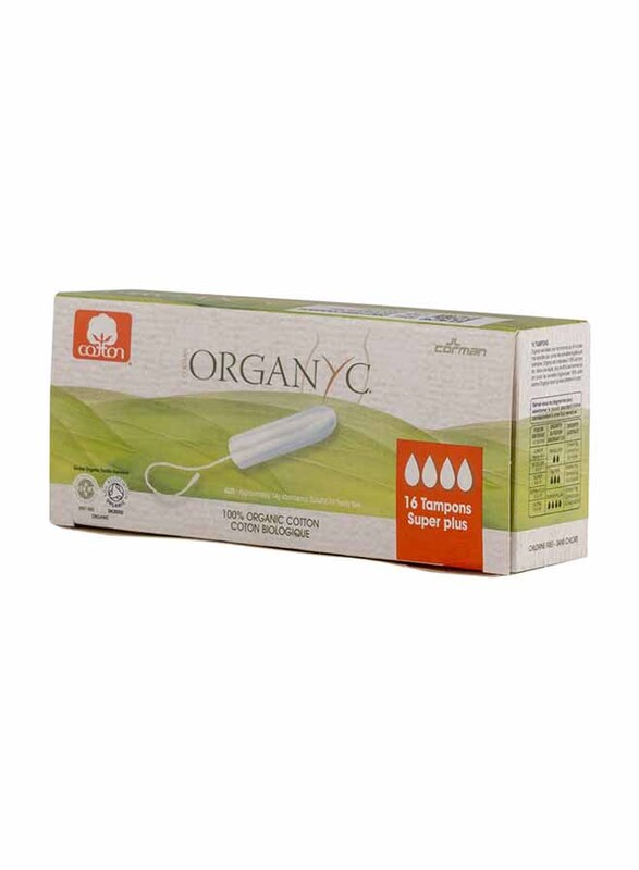 Organyc Organic Super Plus Cotton Tampons, White, 16 Pieces