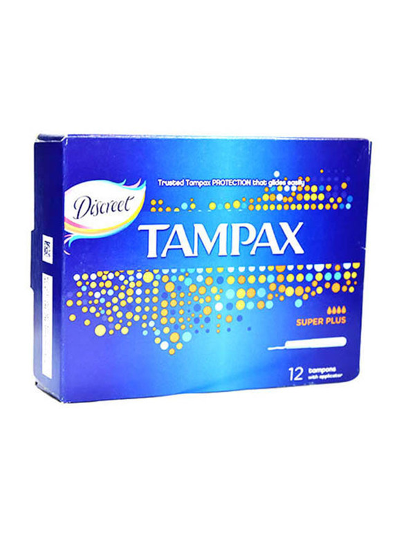 Tampax Super Plus Tampons With Applicator, 12 Pieces