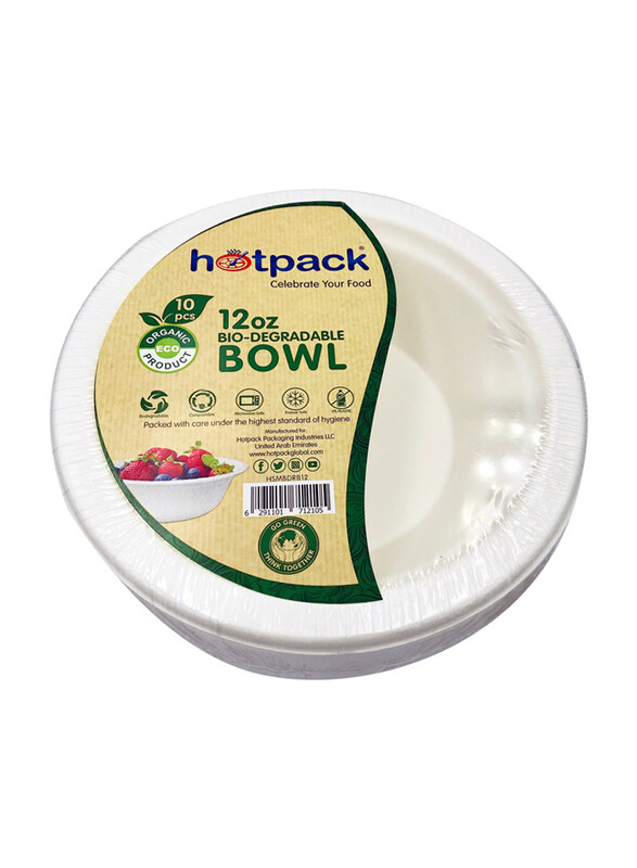 

Hotpack 12-Inch 10-Piece Bio-Degradable Round Paper Pulp Plate, White