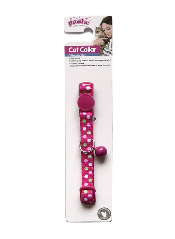 Pawise Polka Dot Cat Collar, 20-30cm, Pink